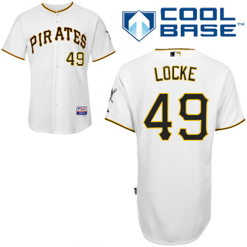 Jeff Locke #49 MLB Jersey-Pittsburgh Pirates Men's Authentic Home White Cool Base Baseball Jersey